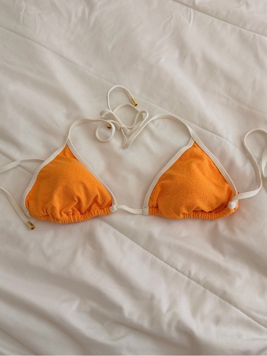 Monday Swimwear Other - Monday Swimwear Orange Triangle Bikini Top with White Trim